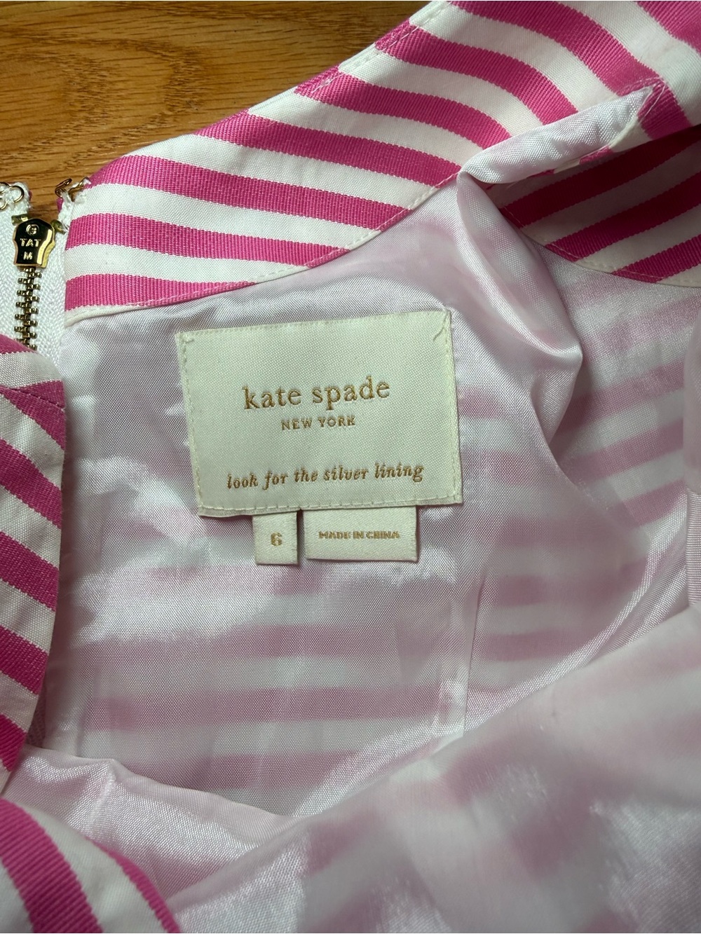 Kate Spade Jillian Dress Size 6 Pink White Striped Bow Sleeveless New - Picture 3 of 7